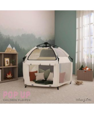 Baby Pop-Up Children Playpen, Instant One-Hand Open & Fold, Breathable Mesh Sides, Zipper Gate & Travel Carry Bag