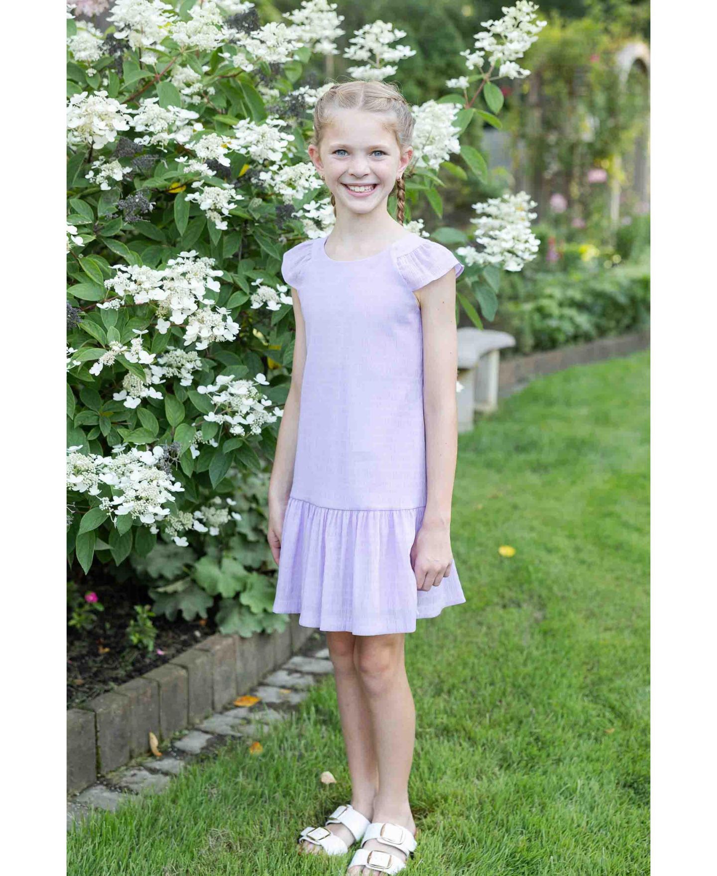 Платье Florence Eiseman Crinkle Lawn Dress With Shirred Hem Ruffle для девочек — фото 2