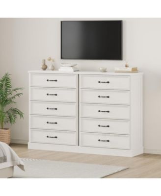 5 Drawer Dresser for Bedroom, Wooden 5 Chest of Drawers 43in Tall with Large Storage Drawers, Modern Dresser Organizer Closet for Living Room