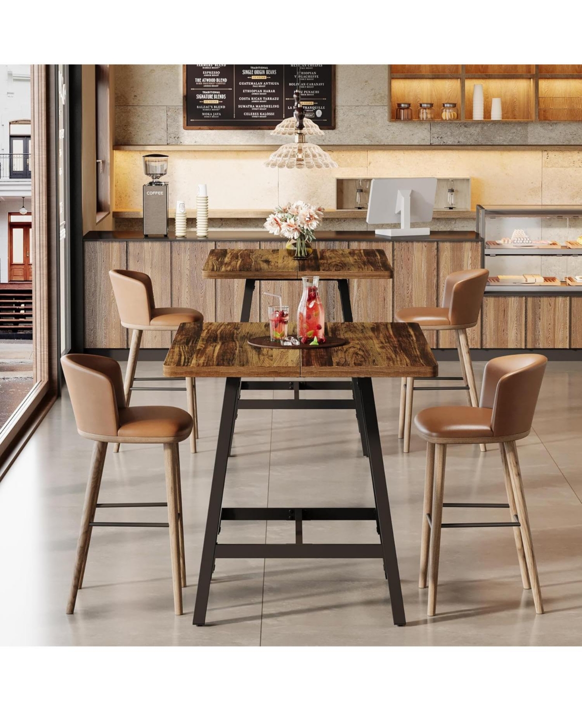 Tribesigns Square Bar Table, 31.1" Industrial High Top Pub Table with Thickened Top, Small Kitchen Dining Table