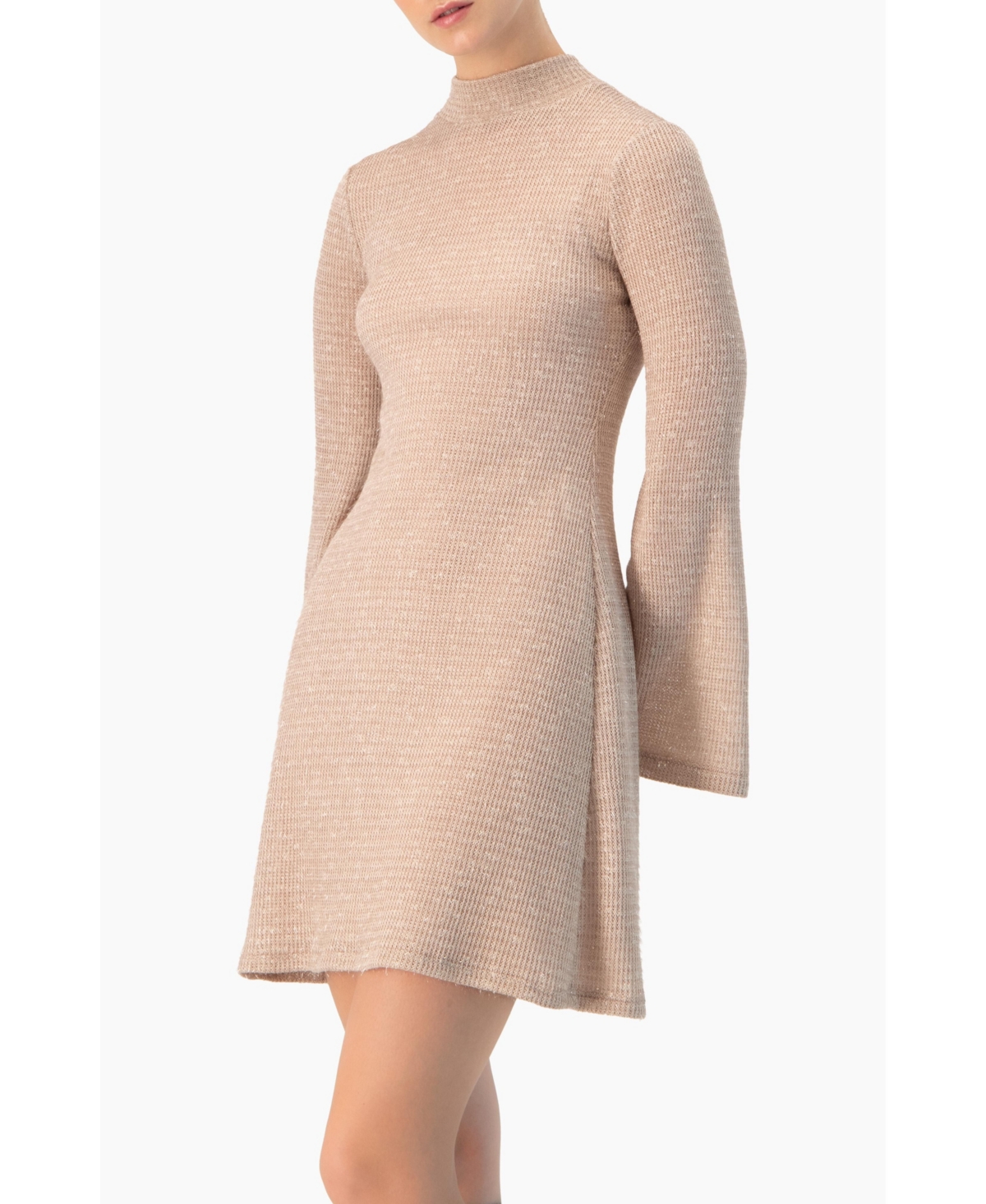 Ivonne Women's Short Knitted Long Sleeve Dress