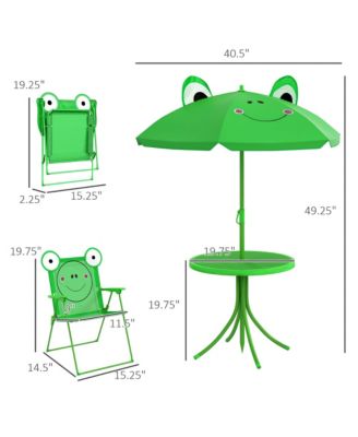 Folding Kids Picnic Table and Chair Set with Adjustable Umbrella