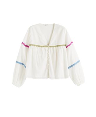 Women's Cotton Rainbow Scallop Blouse
