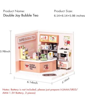 LED Building Blocks for Adults,1:24 Toy Building Sets,Model Building Kits Kids Ages 8-15 DIY Miniature Dollhouse Kits Double Joy Bubble Tea