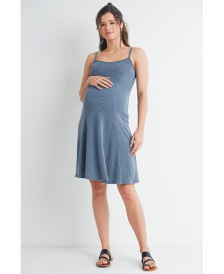 Women's Maternity Ribbed Empire Waist Scoop Neck Sleeveless Dress