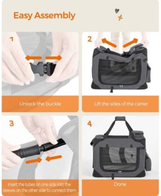 24" Steel Frame, Mesh Windows, Storage Pockets, 15–24 lb Foldable Soft Dog Crate, Portable Carrier