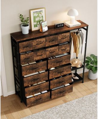 Large Clothes Storage Rack 16-Drawer & 2-Tier Shelves - Space Saving Freestanding Wardrobe for Small Bedroom/Apartment | No Assembly Needed