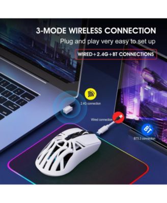 Tri-Mode Wireless Gaming Mouse, Hollow Cooling Design,10000 DPI Adjustable, 1000Hz Polling Rate, BT5.3+2.4G+Wired