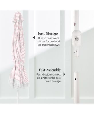 9ft Fringe Market Umbrella - Boho Patio Sunshade w/ Tilt, UPF50+, Steel Pole for Table, Pool, Deck