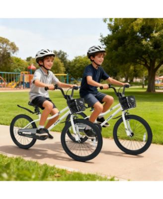 20 Inch Kids Bike Adjustable with Kickstand and Storage Basket for Aged 8