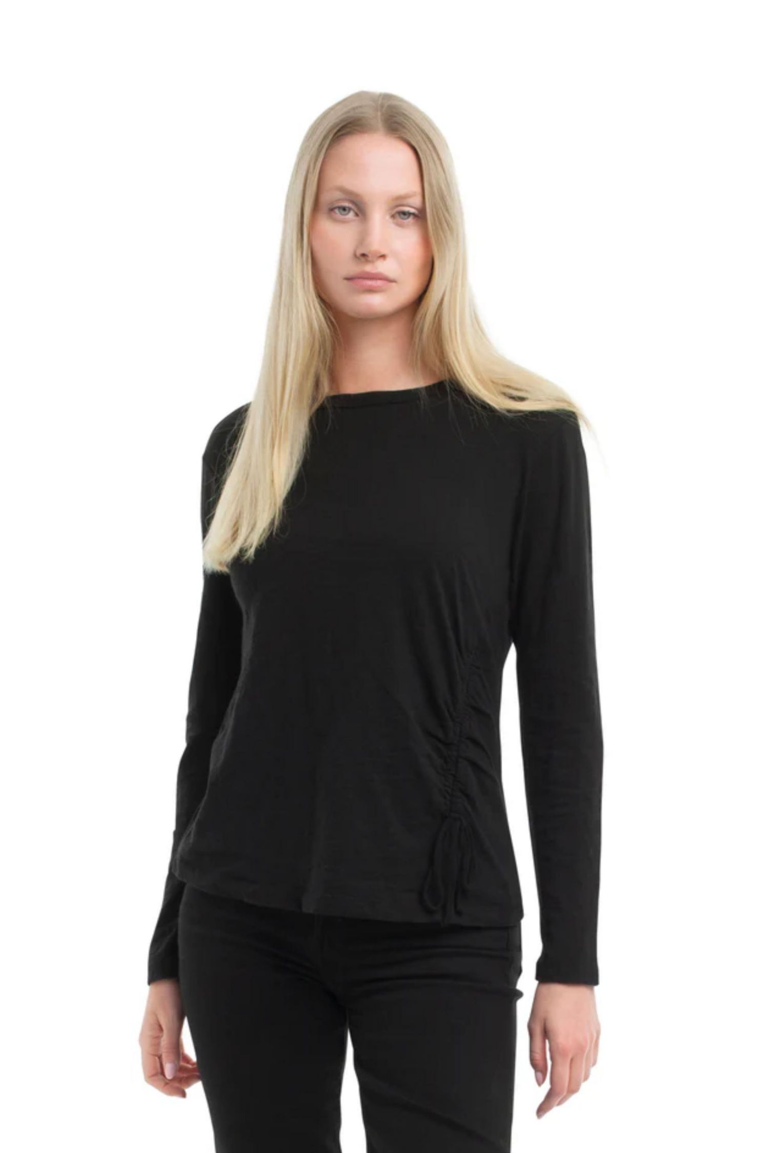 Women's Clothing Long Sleeve Ruched Side Tee