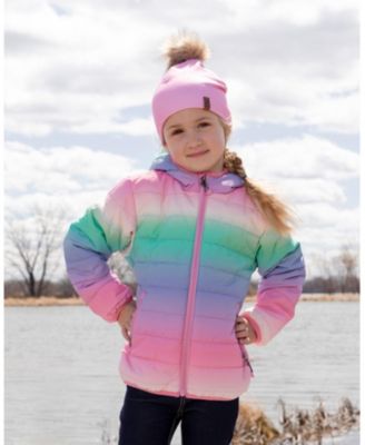 Big Girls Quilted Mid-Season Jacket Multicolor Gradient