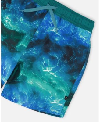 Boys Swim Trunks Waves Print