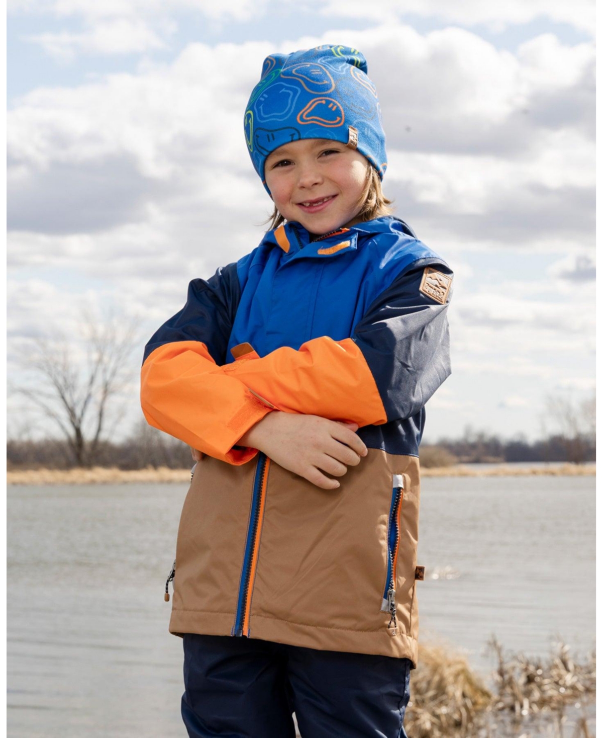 Deux par Deux Baby Boys Stretch Jersey Beanie with Smiley Print