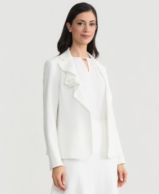 Women's Ruffle-Lapel One-Button Blazer