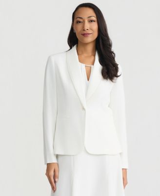 Women's Stretch Crepe Shawl-Collar Pearl-Trim Jacket