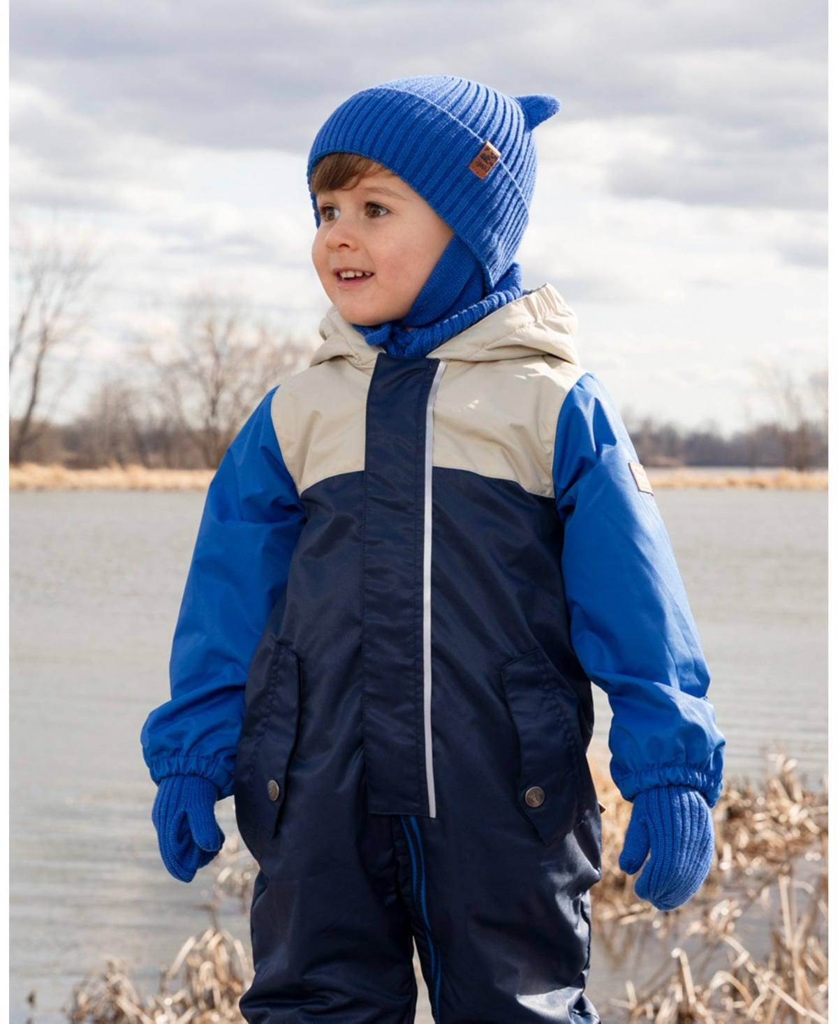 Deux par Deux Baby Boys Knit Mittens with Cord