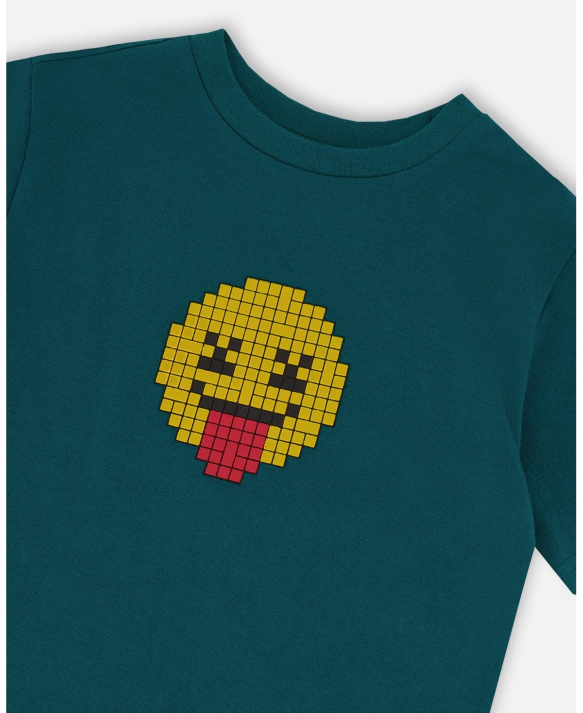 Deux par Toddler Boys Cotton Jersey T-Shirt with Print Dark Turquoise