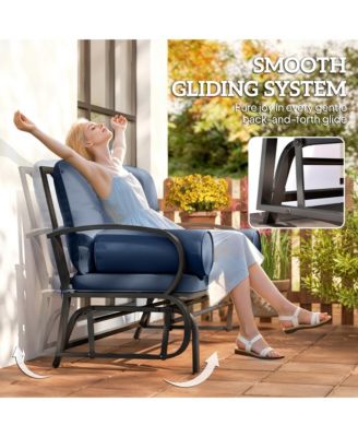 Outdoor Rocking Loveseat, Patio Glider Bench, Cushions, Pillows