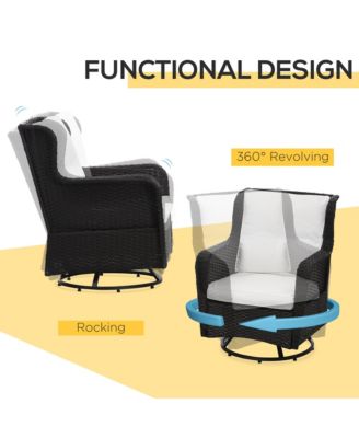Patio Bistro Set, Rocking & 360° Rotation, Porch Furniture,