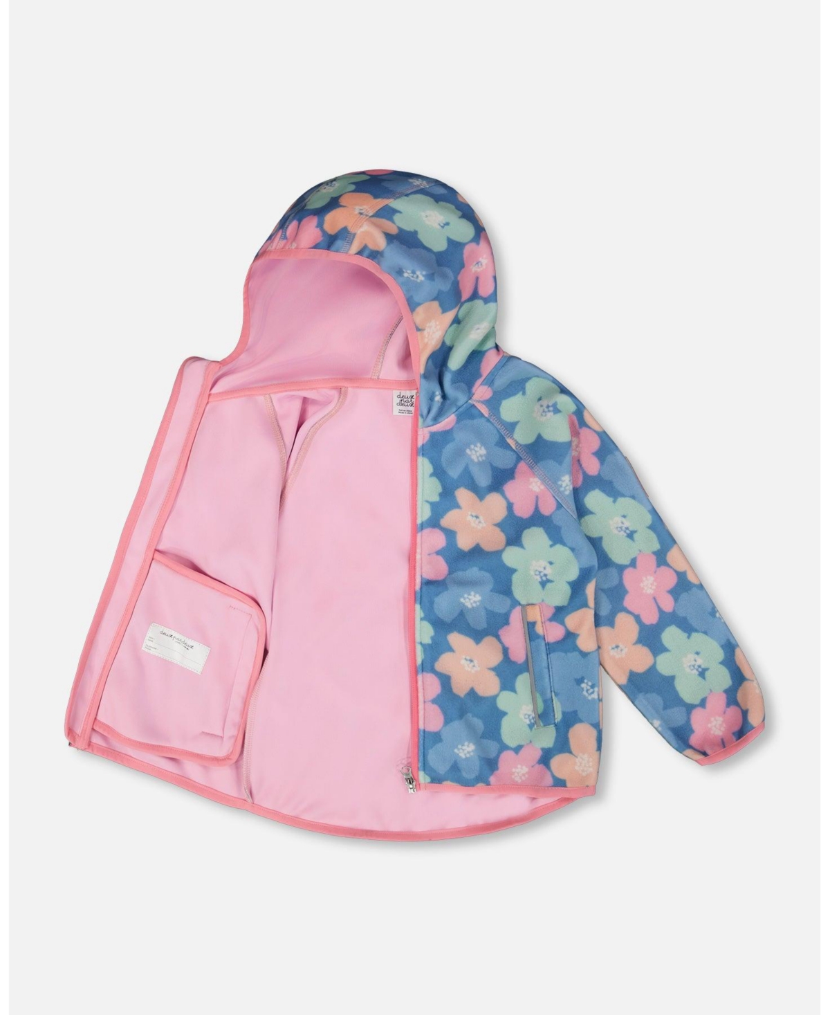 Deux par Toddler Girls Softshell Jacket Blue Flower Print