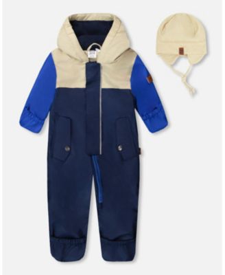 Mid-Season Baby Boys One-Piece Outerwear with Hat