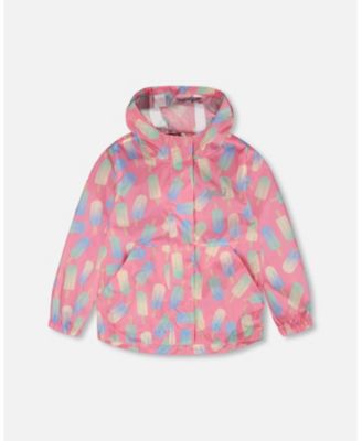 Girls Packable Windbreaker in Polyester Lollipop Print