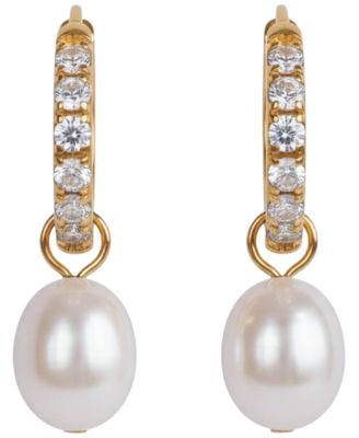 Isla Gold-Tone Imitation Pearl Hoop Earrings