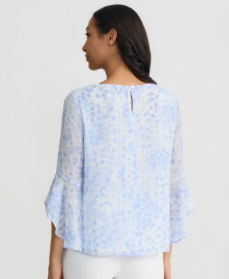 Women's Printed Ruffle-Sleeve Blouse