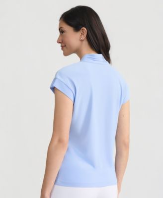 Women's Gathered-Neck Cap-Sleeve Top