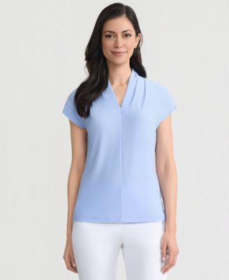 Women's Gathered-Neck Cap-Sleeve Top