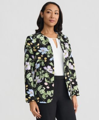 Women's Floral Collarless Blazer