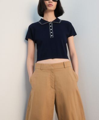 Women's Stitching Detail Polo Neck Sweater