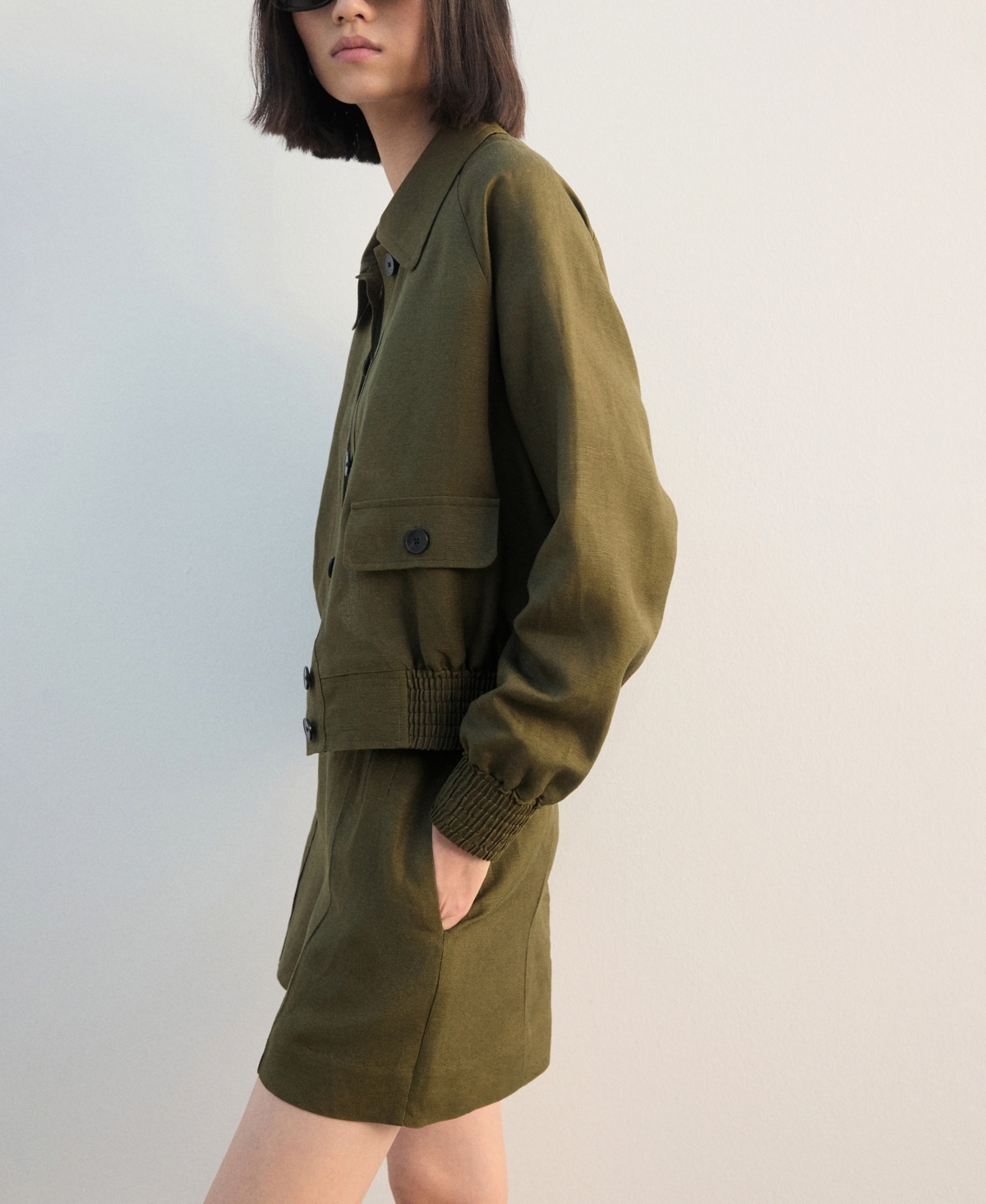 Mango Women's Buttons Linen-Blend Jacket