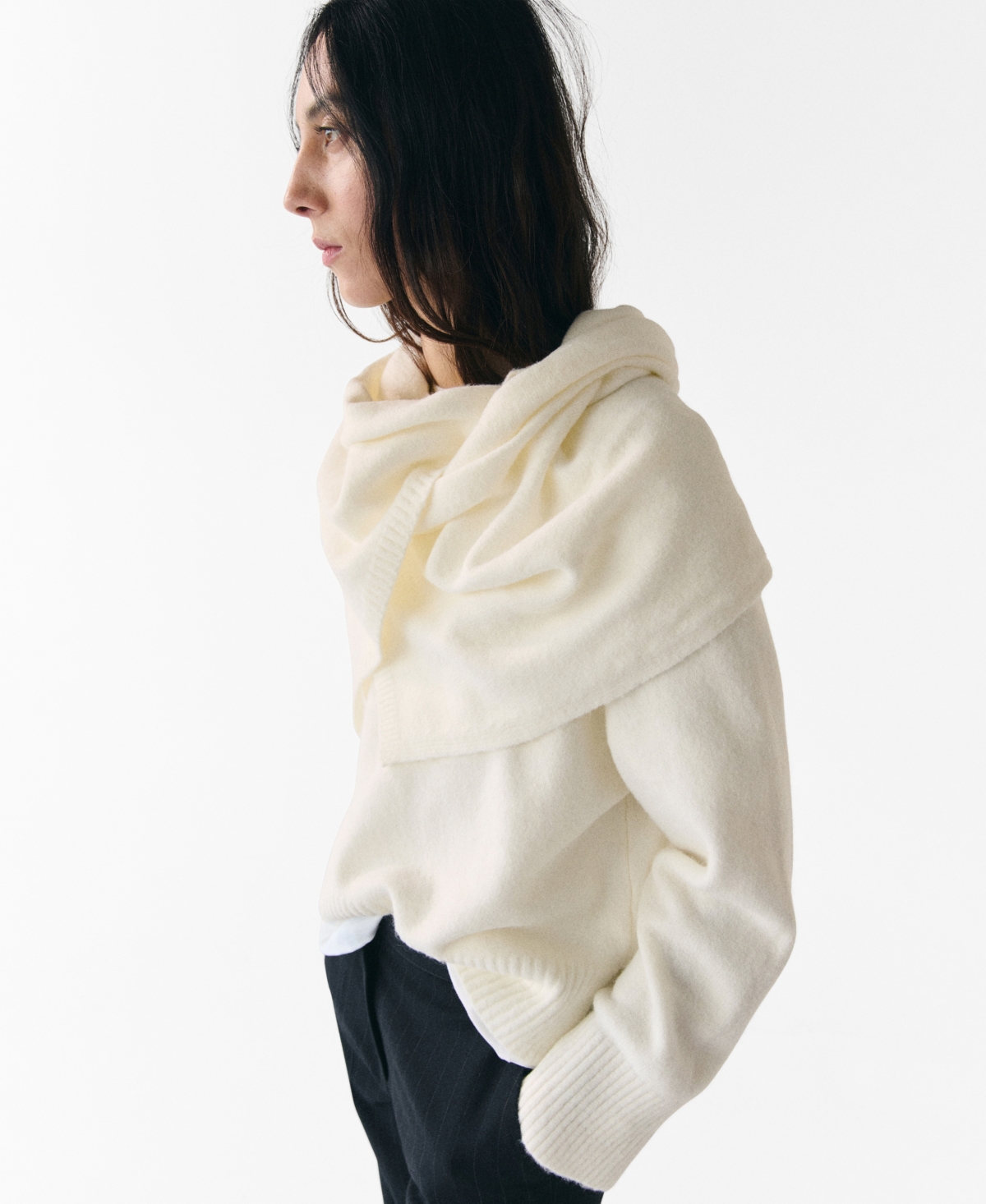 Mango Women's Scarf Knitted Sweater