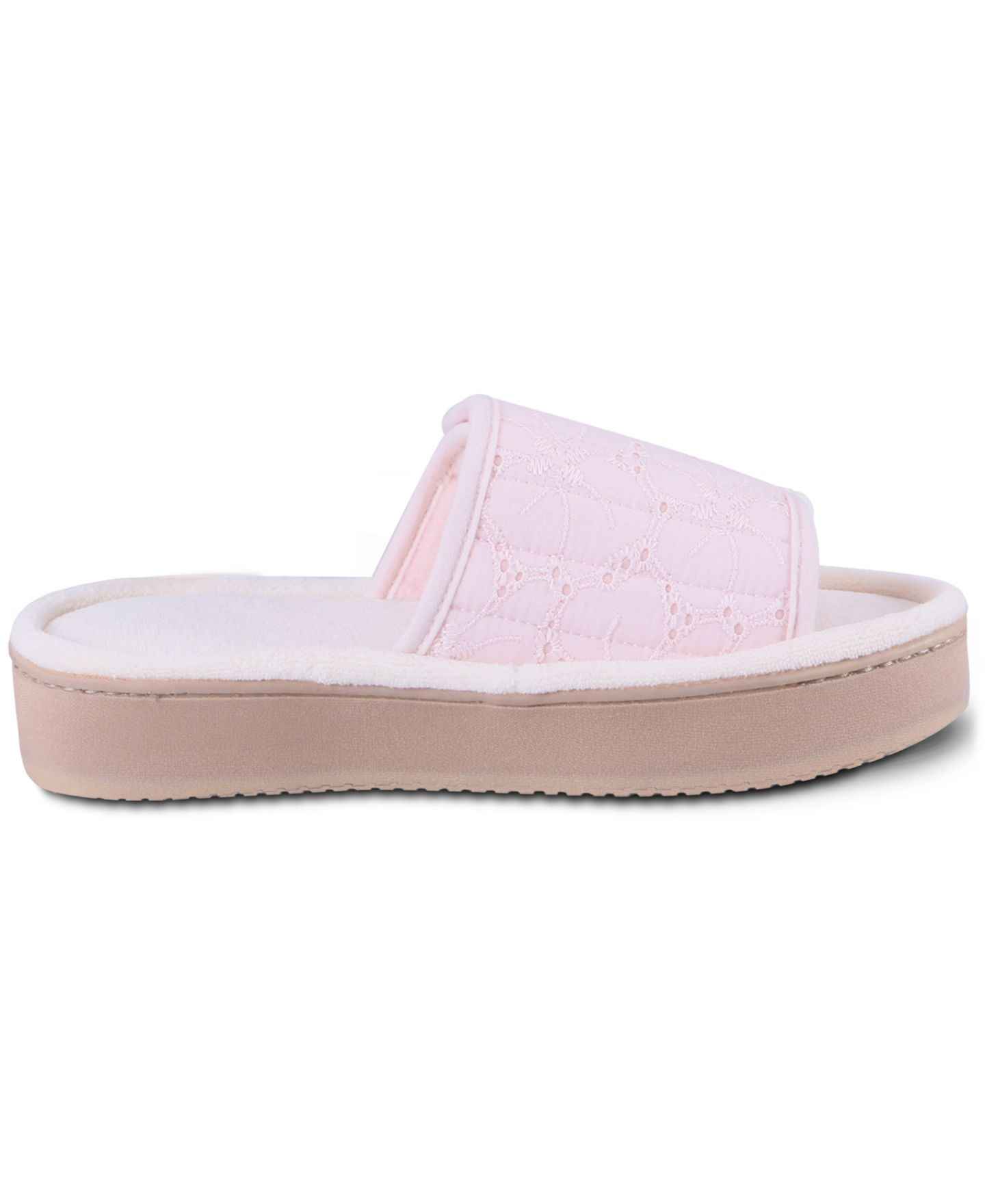 Женские сандалии Isotoner Signature Crochet Lace Adjustable Open-Toe Slide Platform, цвет: Розовый — фото 2