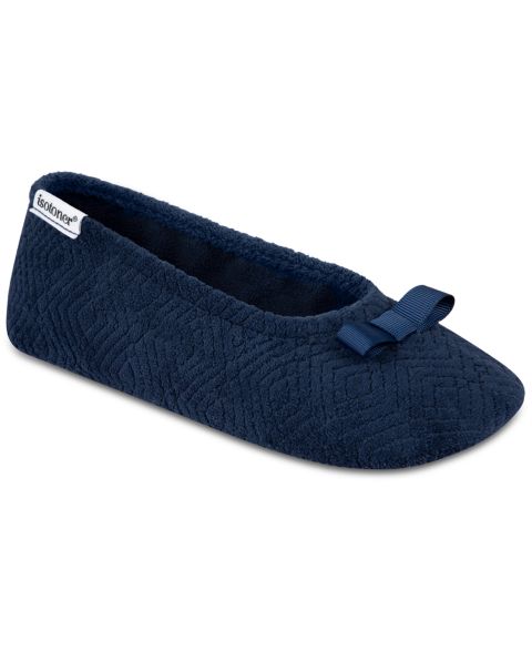 Женские тапочки Isotoner Signature Microterry Gemma Pillowstep Ballerina Slippers, цвет: Тёмно-синий