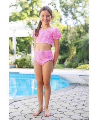 Big Girls Gingham Puff Sleeve Bikini