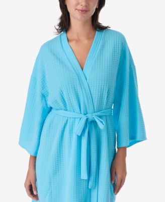 Women's 3/4-Kimono-Sleeve Short Waffle Robe