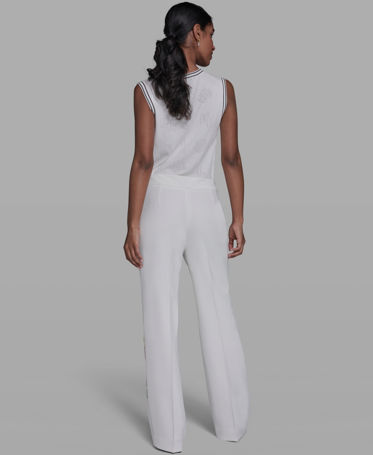 Karl Lagerfeld Paris Petite Mid Rise Floral Print Pants