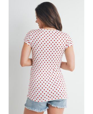 Maternity Short Sleeve Crewneck Polka Dot T-Shirt