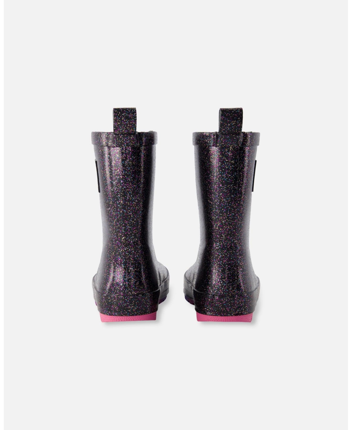Deux par Little Girls Rain Boots Rubber Black Glitter