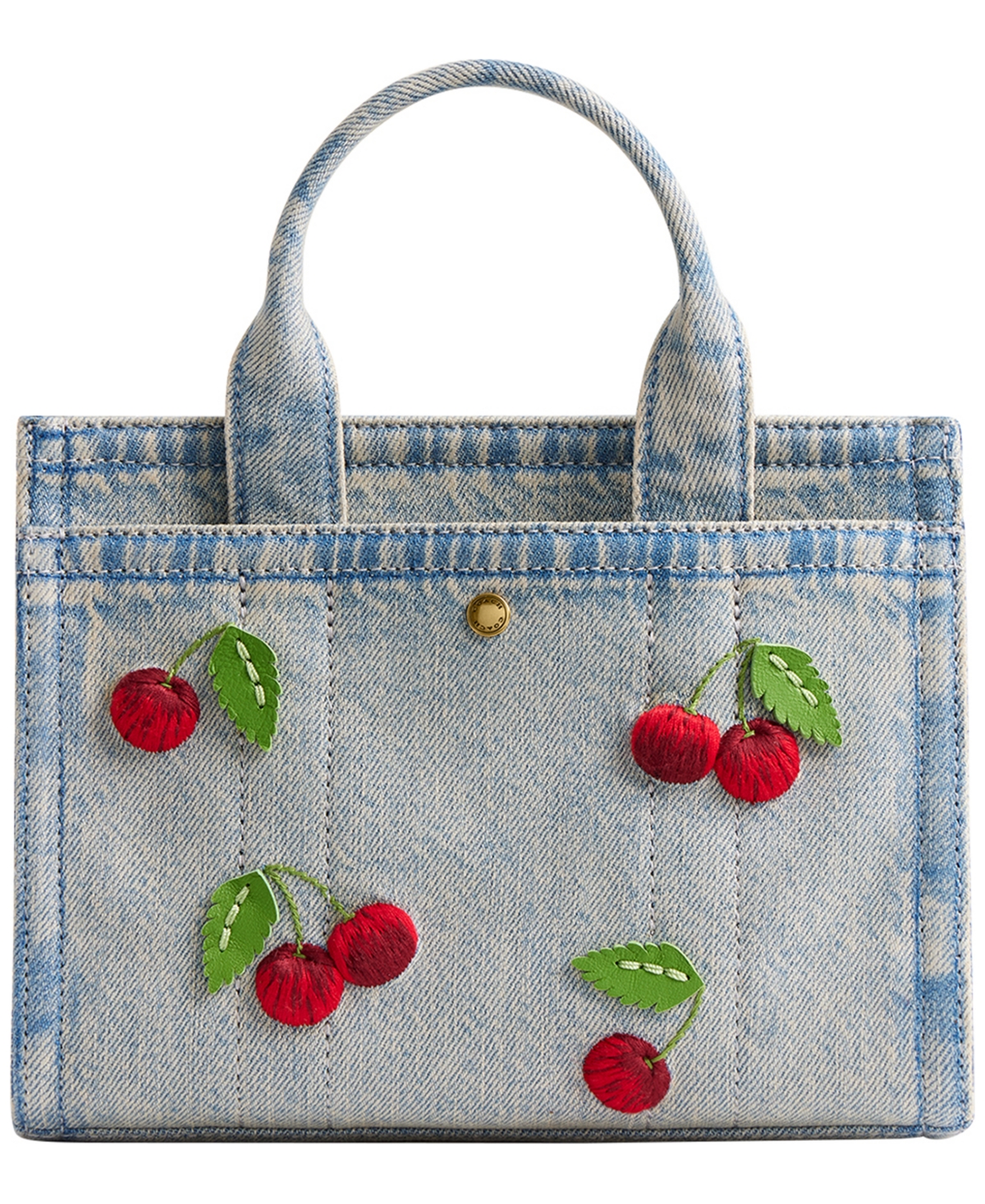 Coach Denim Cargo Cherry Embroidery Mini Tote Bag 20