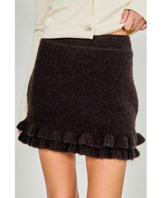 Women's Knit Ruffles Mini Skirt