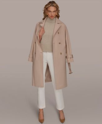 Women's Double Breasted Belted Notch Collar Trench Coat