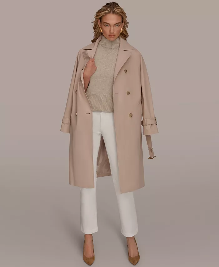 Women's Double Breasted Belted Notch Collar Trench Coat - thumbnail 6
