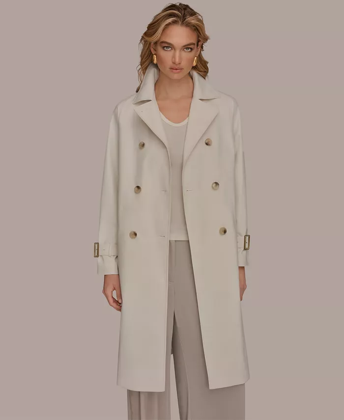 Women's Double Breasted Belted Notch Collar Trench Coat - thumbnail 10