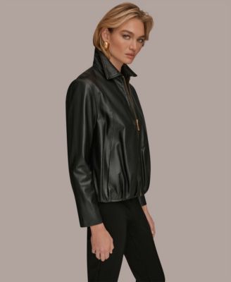 Women's Leather Bomber Jacket