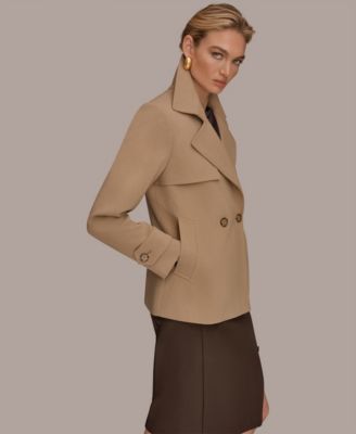 Women's Short Crepe Notch Collar Trench Coat