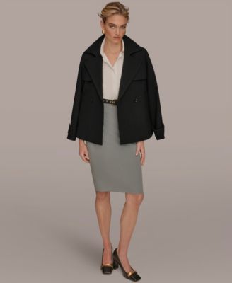 Women's Short Crepe Notch Collar Trench Coat
